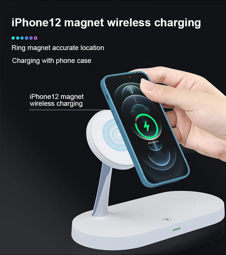 3 in 1 Wireless Charger For iPhone / QI Fast Charging Station For watch & airpods