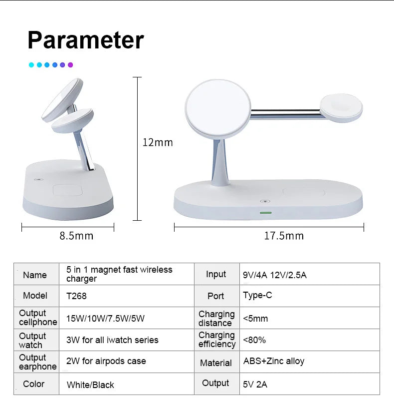 3 in 1 Wireless Charger For iPhone / QI Fast Charging Station For watch & airpods