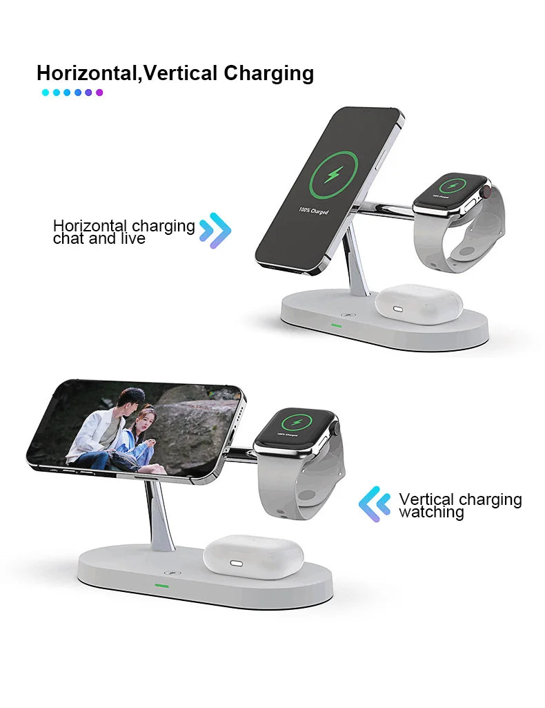 3 in 1 Wireless Charger For iPhone / QI Fast Charging Station For watch & airpods