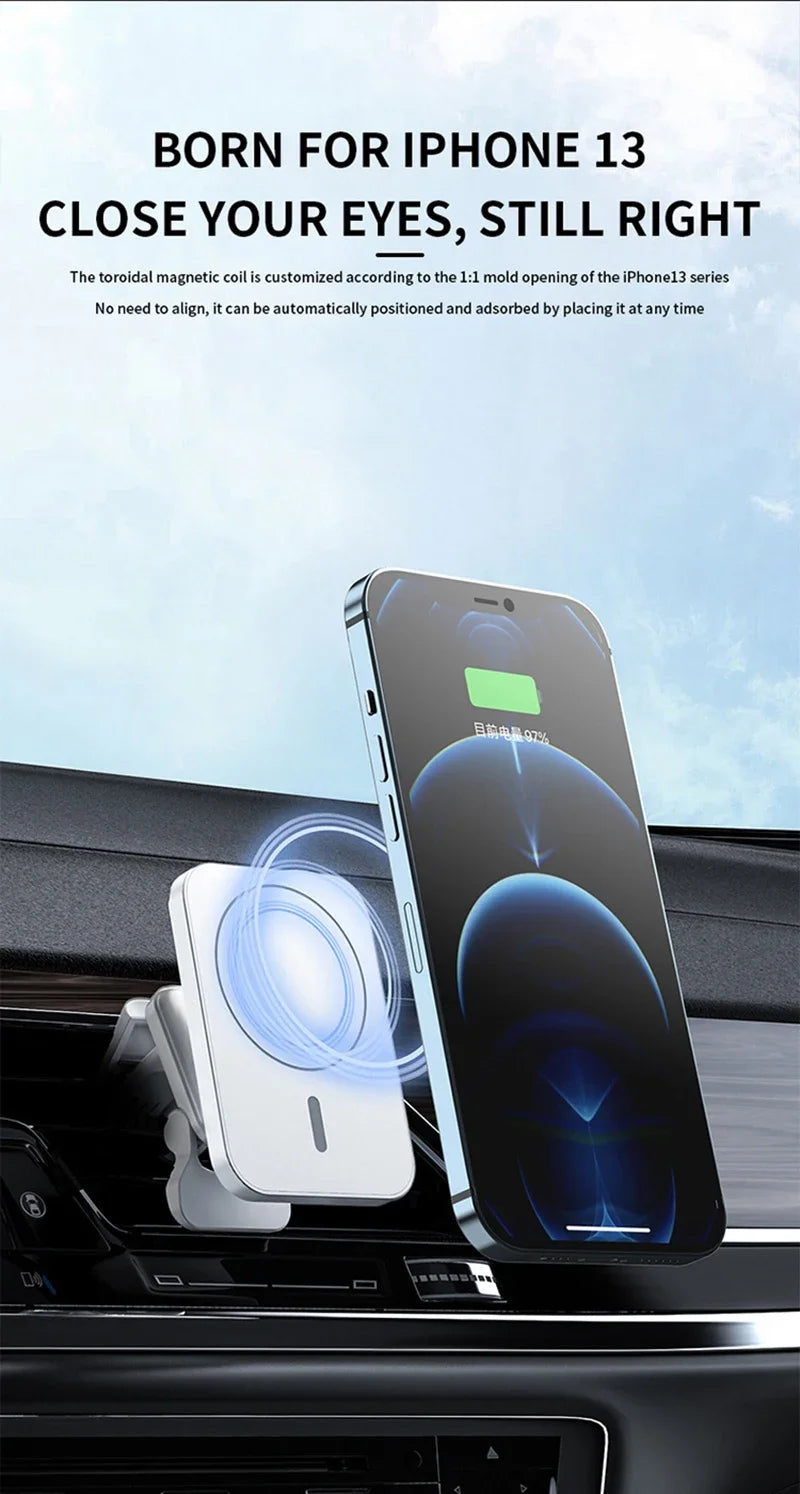 Magnetic Car Holder for iPhone / Magsafe 15W Wireless Fast Chargers Cell Phone Car Accessories Induction Charger