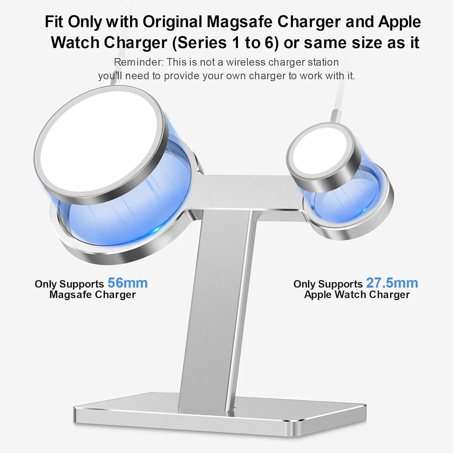 2in1 MagSafe Fast Charger, Aluminum Alloy Desktop Stand Holder Dock