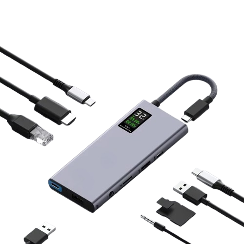 USB C Hub With LCD Display Type C Multiport Adapter /4K HDMI-Compatible 100W PD Gigabit Ethernet For Macbook Pro iPad HP