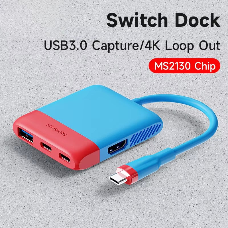 Switch OLED Live Streaming Gaming Multiport Adapter /Switch Video Capture Card Portable TV Dock