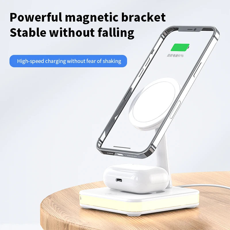 LED Light 3 in 1 Magnetic Wireless Fast Charger Stand