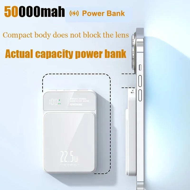 Magnetic Power Bank For iPhone / Smartphone 50000mAh Wireless Fast Charger