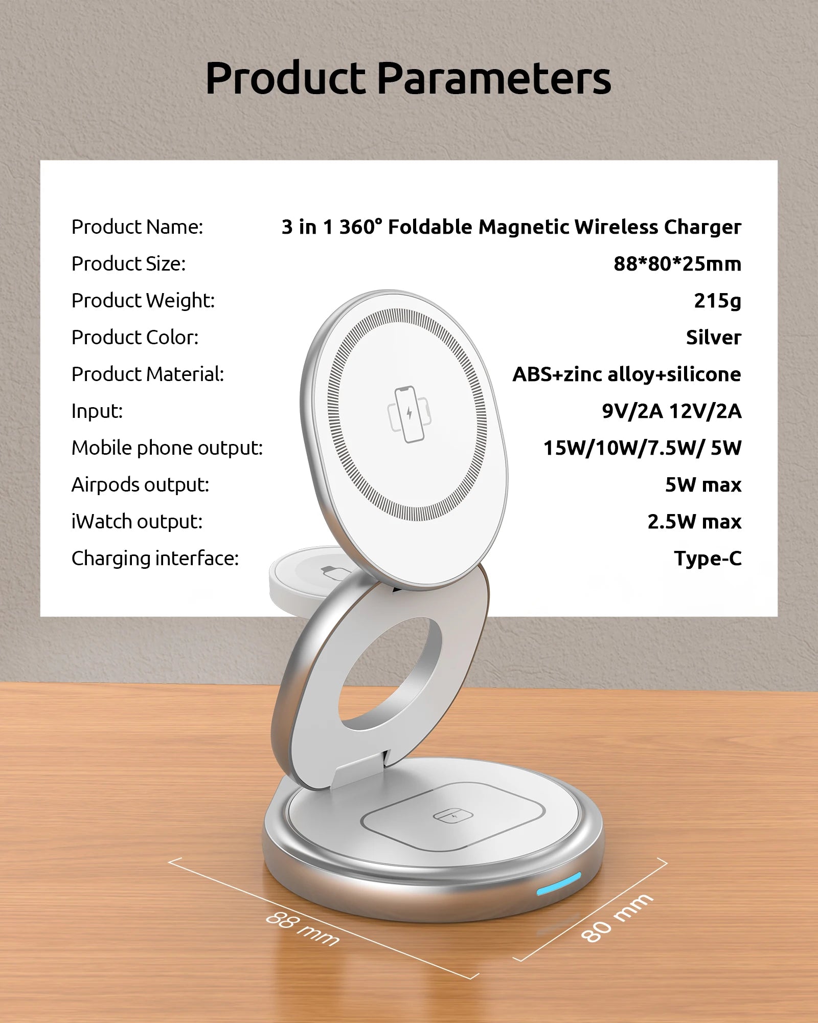 3 in 1 Magsafe Charging Station 360 Rotating for Phone