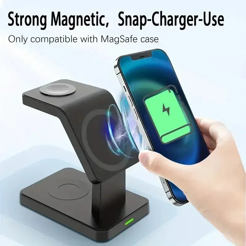 3-in-1 Magnetic Wireless Fast Charger Stand for Magsafe Phone （15W Fast Charger）