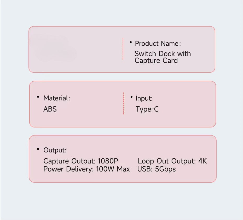 Switch OLED Live Streaming Gaming Multiport Adapter /Switch Video Capture Card Portable TV Dock