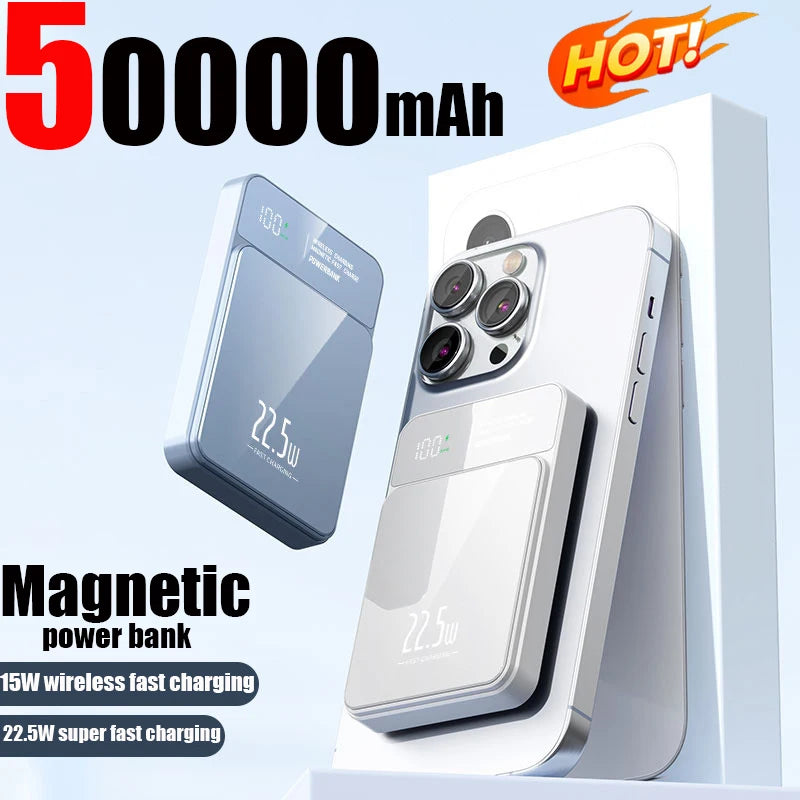 Magnetic Power Bank For iPhone / Smartphone 50000mAh Wireless Fast Charger