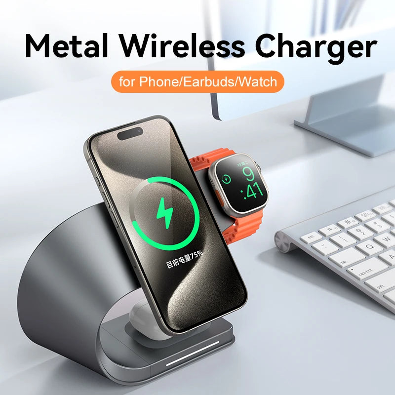 4 in 1 Metal Shell Wireless Fast Charger for Phone