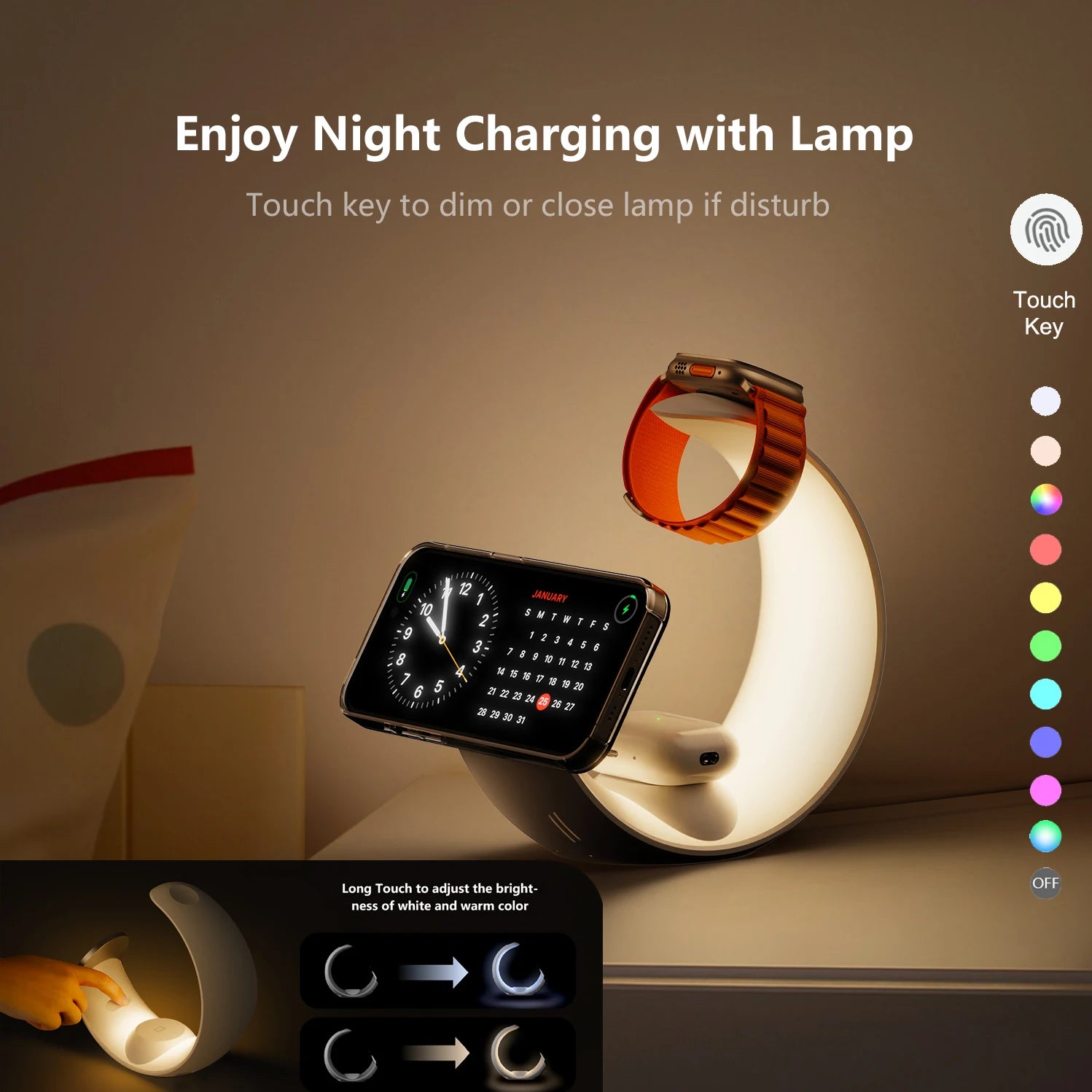 MagSafe Wireless Charger For iPhone Samsung iWatch / RGB Night Light