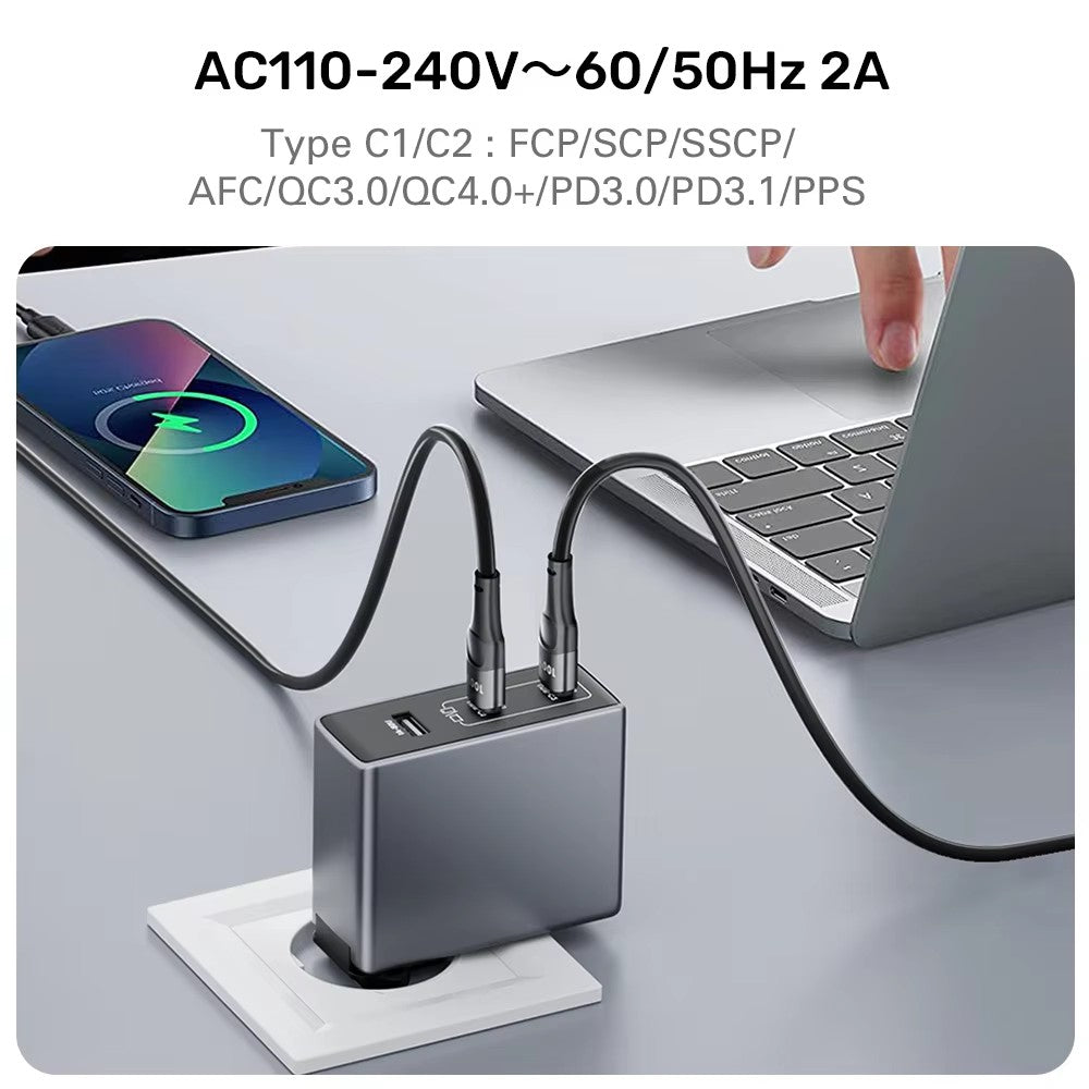 140W GaN Charger USB Type C PD 3.1 Quick Charge for MacBook Pro iPhone 16