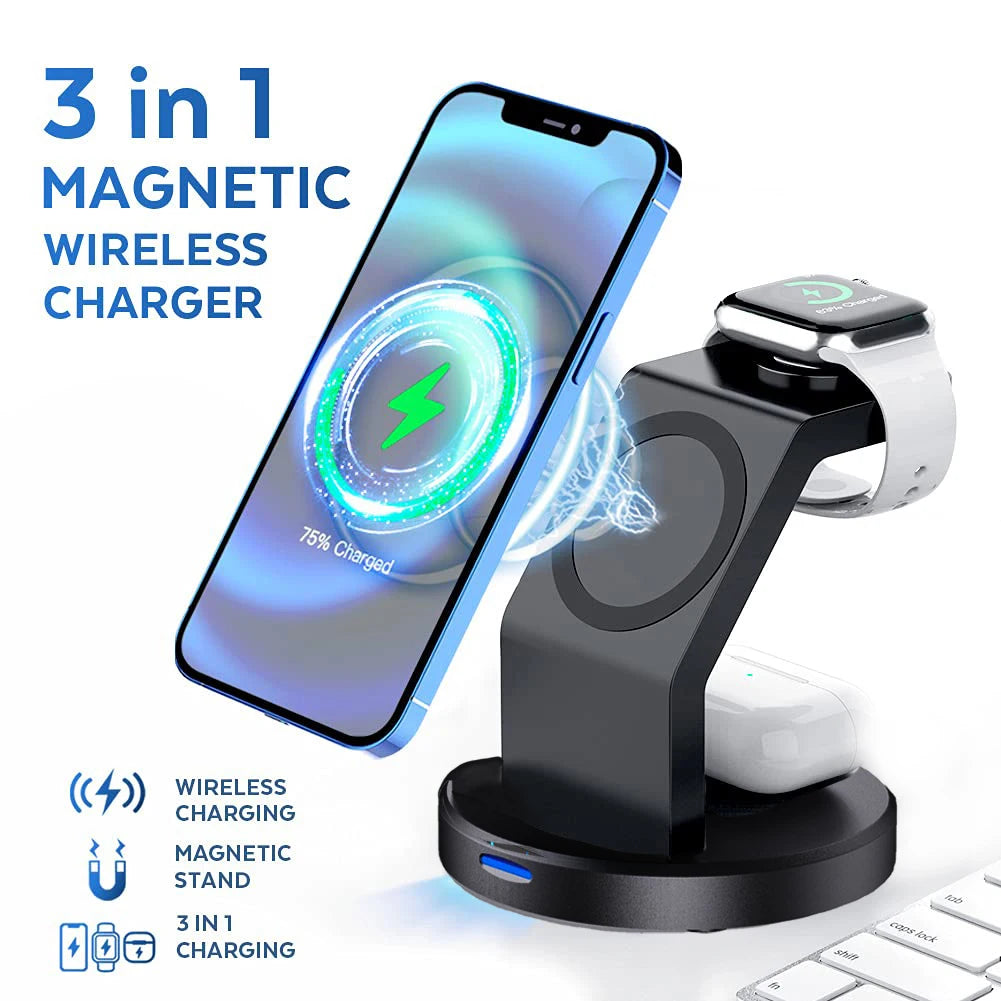 3-in-1 Magnetic Wireless Fast Charger Stand for Magsafe Phone