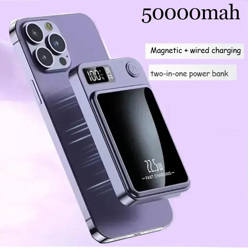 Magnetic Power Bank For iPhone / Smartphone 50000mAh Wireless Fast Charger