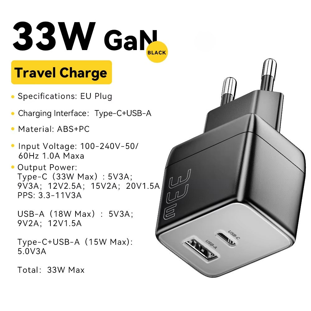 33W GaN Charger For iPhone  / PD Fast Charging Charger For iPad Macbook Xiaomi