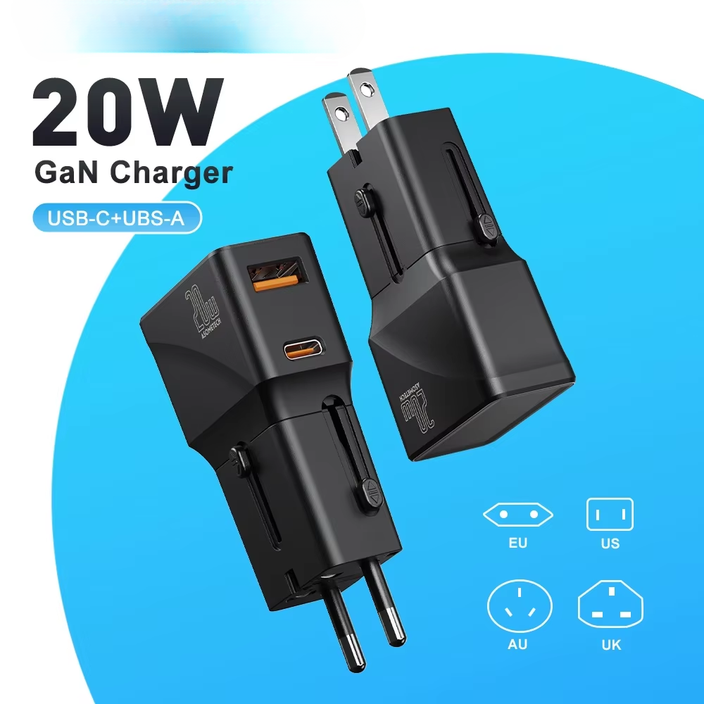 20W GaN Charger for IPhone 14 13 12 Pro Max /QC 3.0 PD 3.0 Multi Plug /USB Type C Quick Charging for IPad Air Xiaomi