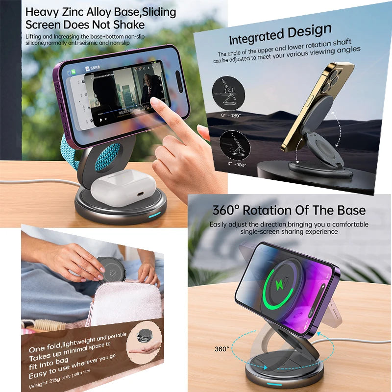 Foldable 30W Magnetic Wireless  Fast Charger Stand