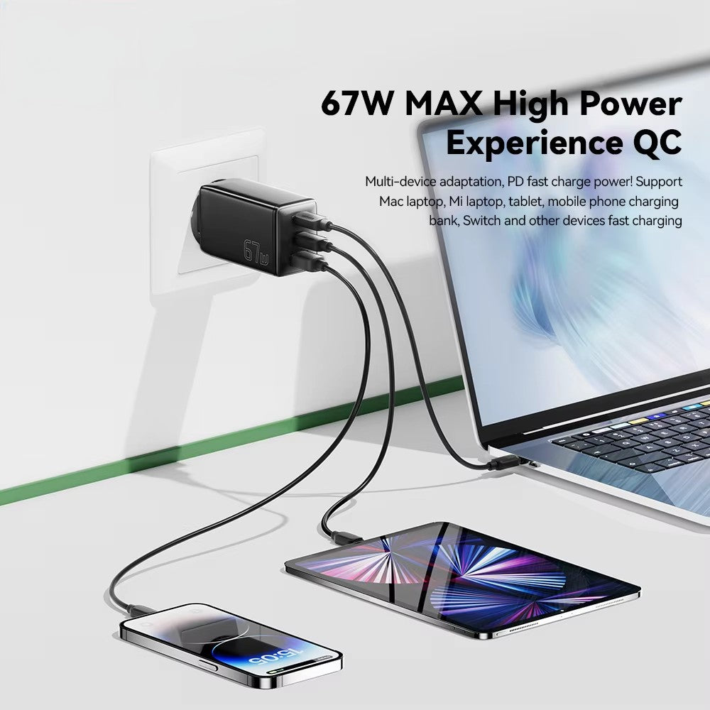 شاحن GaN سريع الشحن بقوة 67 وات / QC3.0 PD PPS USB Type-C GaN للهاتف