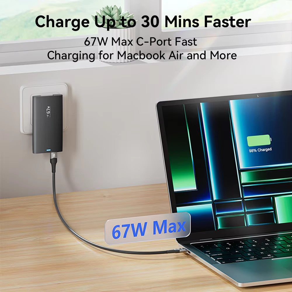 67W GaN Charger /Ultra Thin Quick Charge/ QC3.0 PD PPS Foldable USB Type C Fast Charger For iphone 16