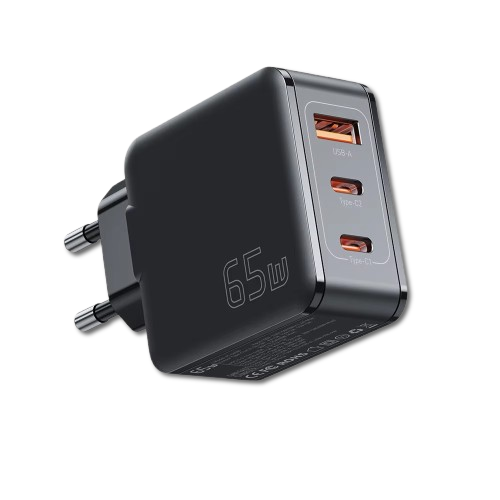 65W GaN Charger USB-C Charger / 3 Ports Adapter For Phone Travel Fast Charger