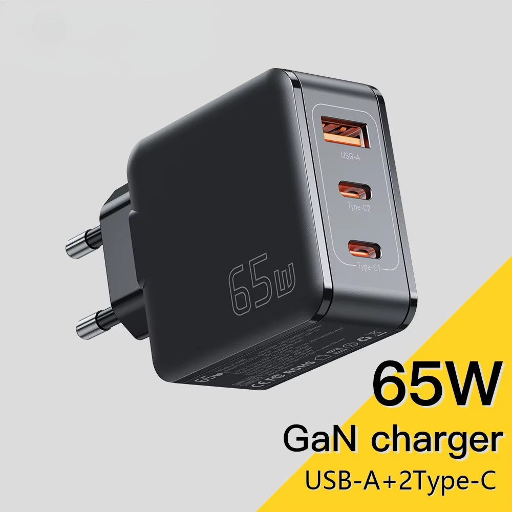 65W GaN Charger USB-C Charger / 3 Ports Adapter For Phone Travel Fast Charger