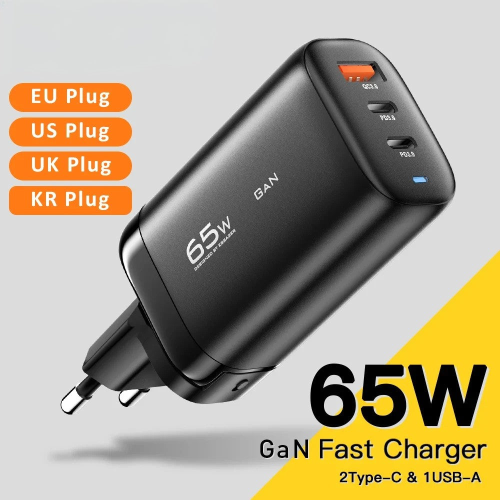 65W GaN Charger / Fast Charger For Laptop & Phone Chagers