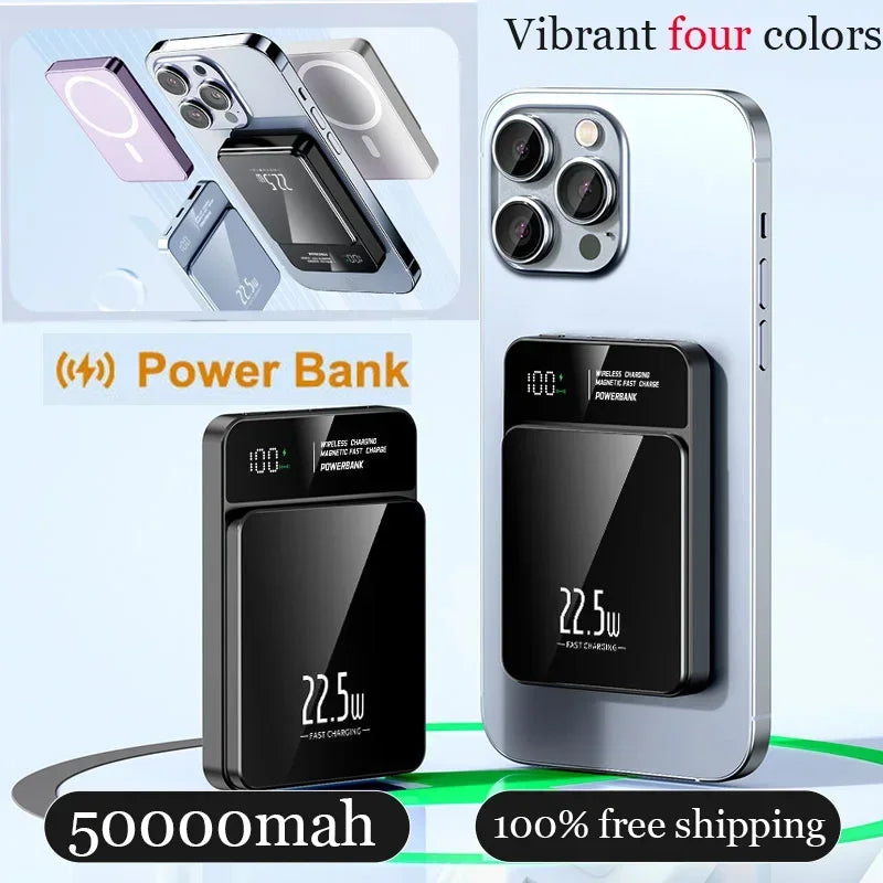 Magnetic Power Bank For iPhone / Smartphone 50000mAh Wireless Fast Charger