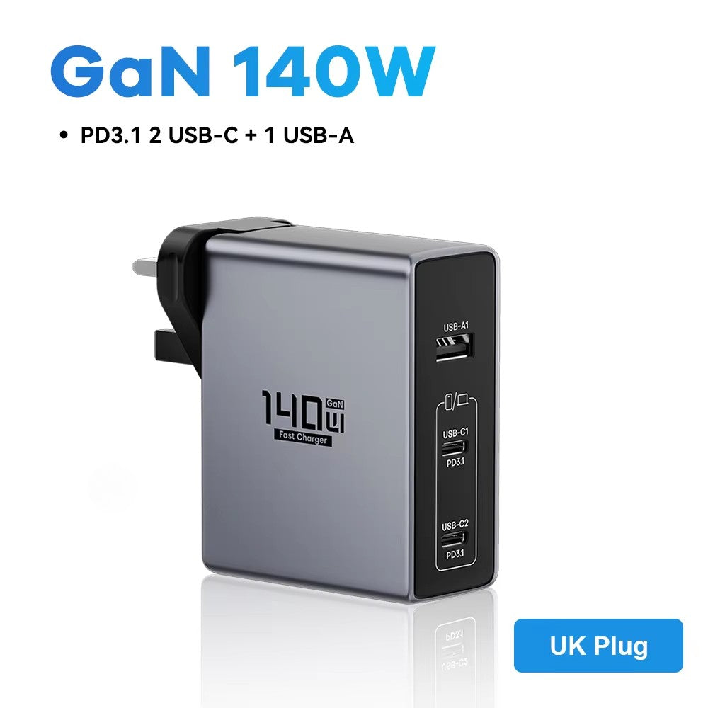 140W GaN Charger USB Type C PD 3.1 Quick Charge for MacBook Pro iPhone 16