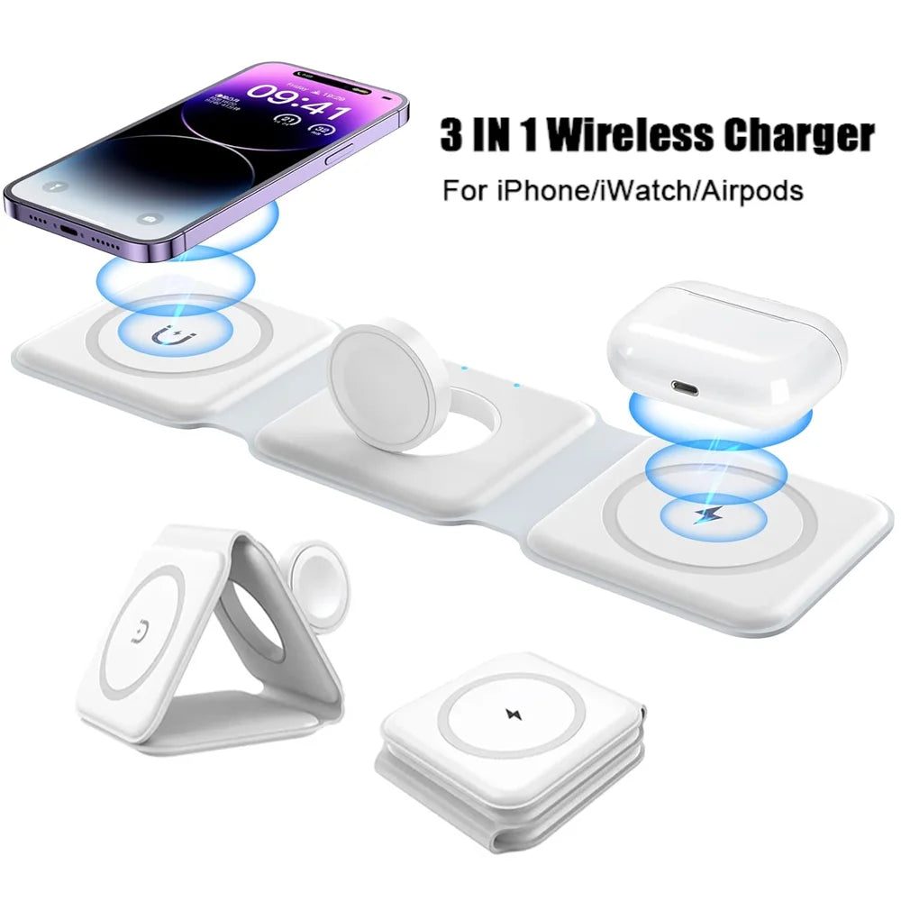 3 in 1 Wireless Fast Charging Station for Apple