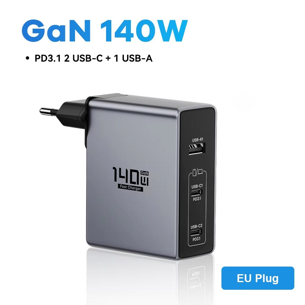 140W GaN Charger USB Type C PD 3.1 Quick Charge for MacBook Pro iPhone 16