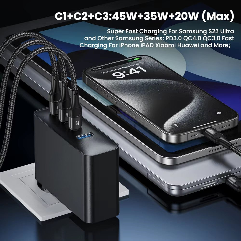 100W GaN Charger /4 IN 1 PD QC Quick Charge for IPhone 16