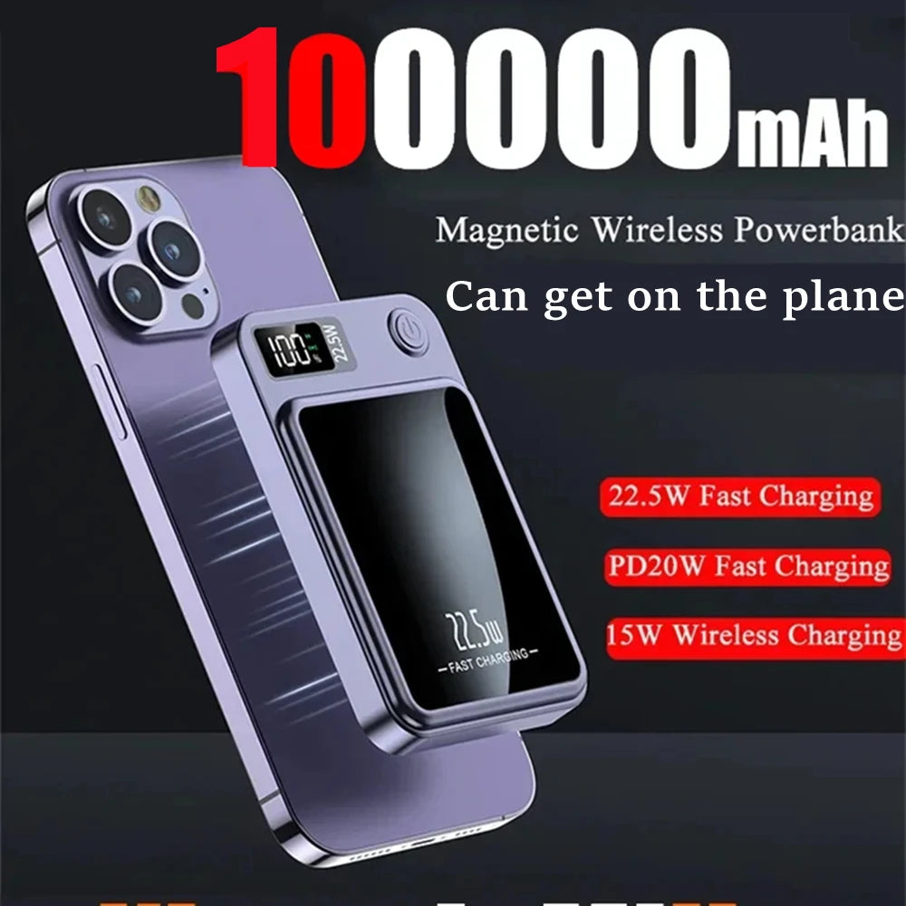 Fast Charger Magnetic Power Bank For Phone (100000mAh）