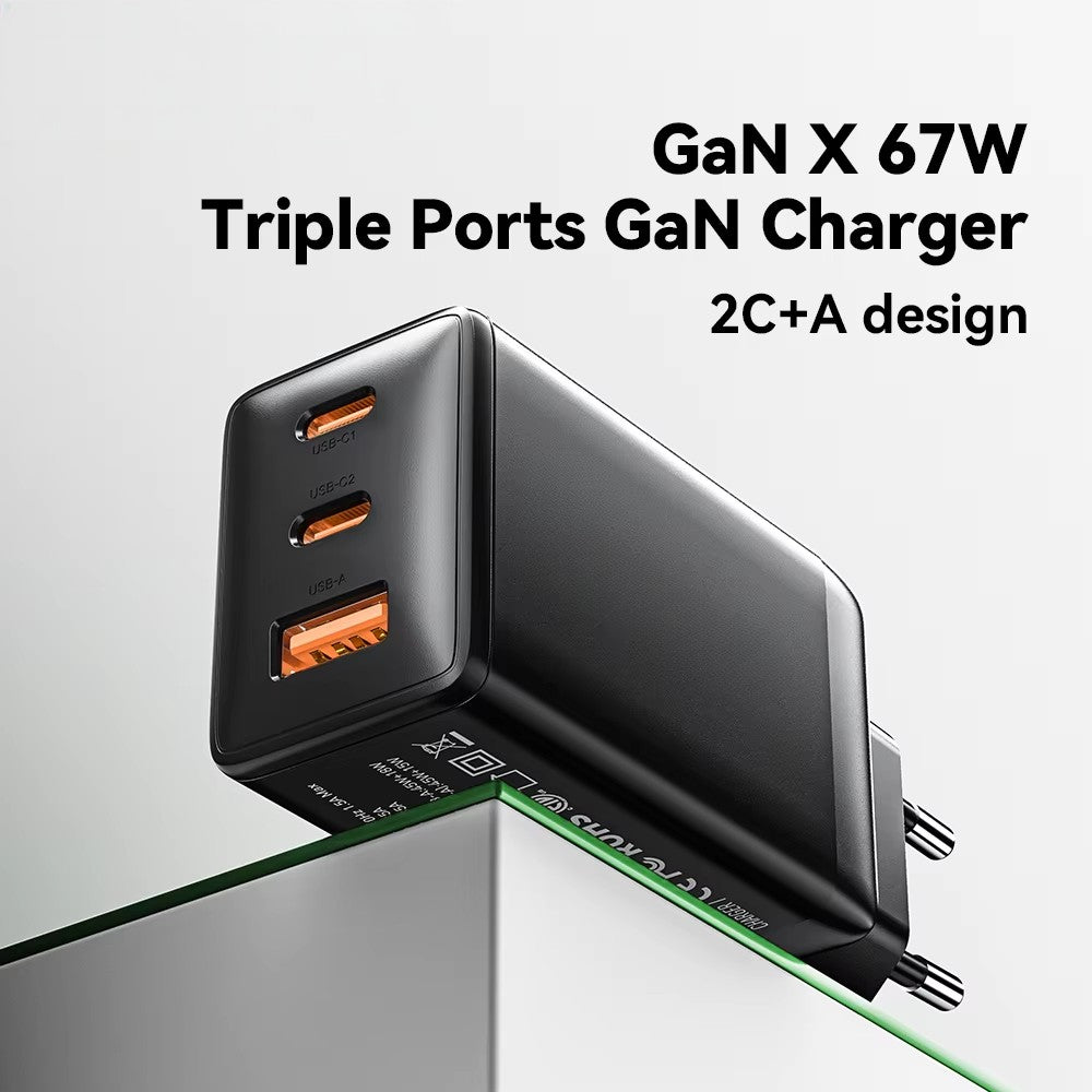 شاحن GaN سريع الشحن بقوة 67 وات / QC3.0 PD PPS USB Type-C GaN للهاتف