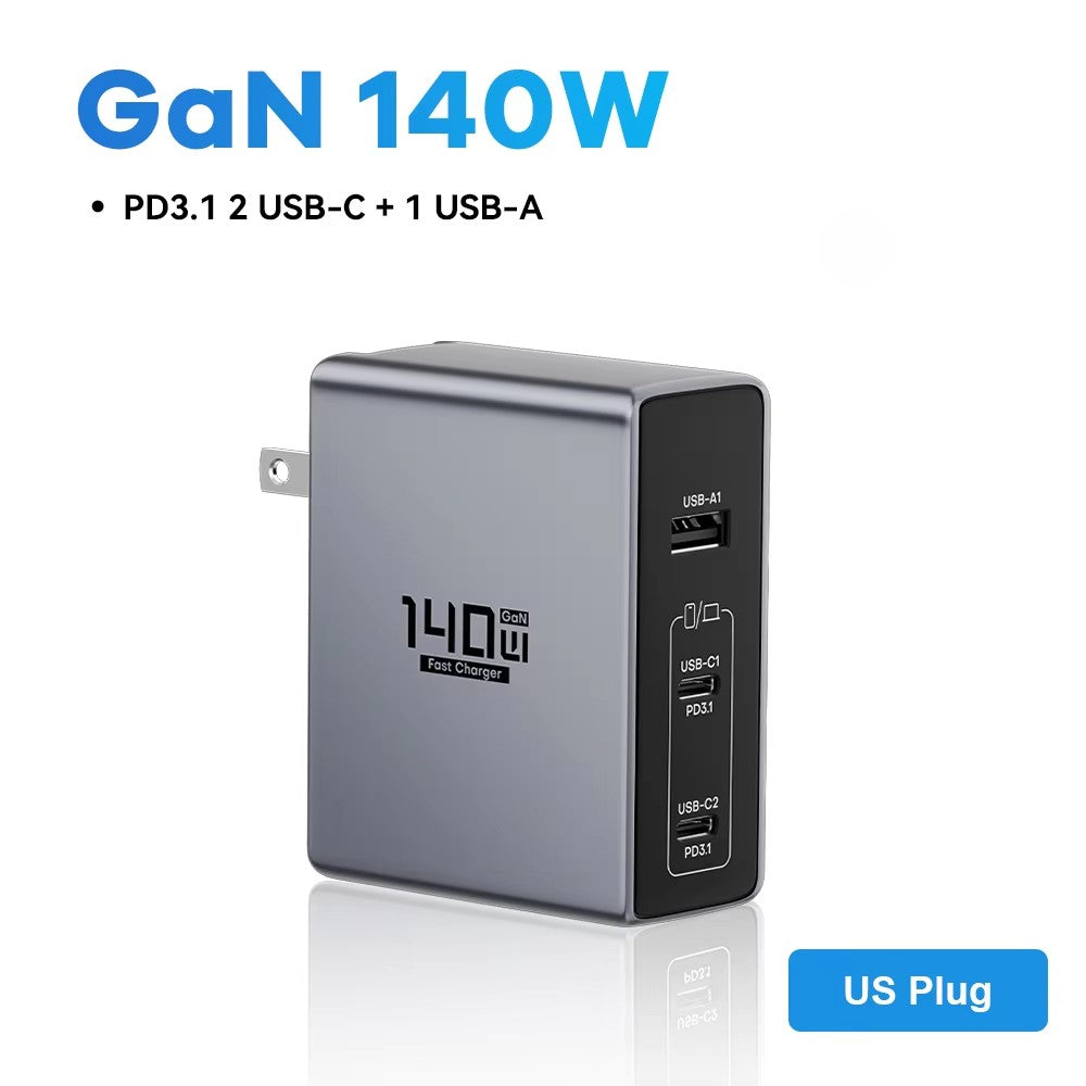 140W GaN Charger USB Type C PD 3.1 Quick Charge for MacBook Pro iPhone 16