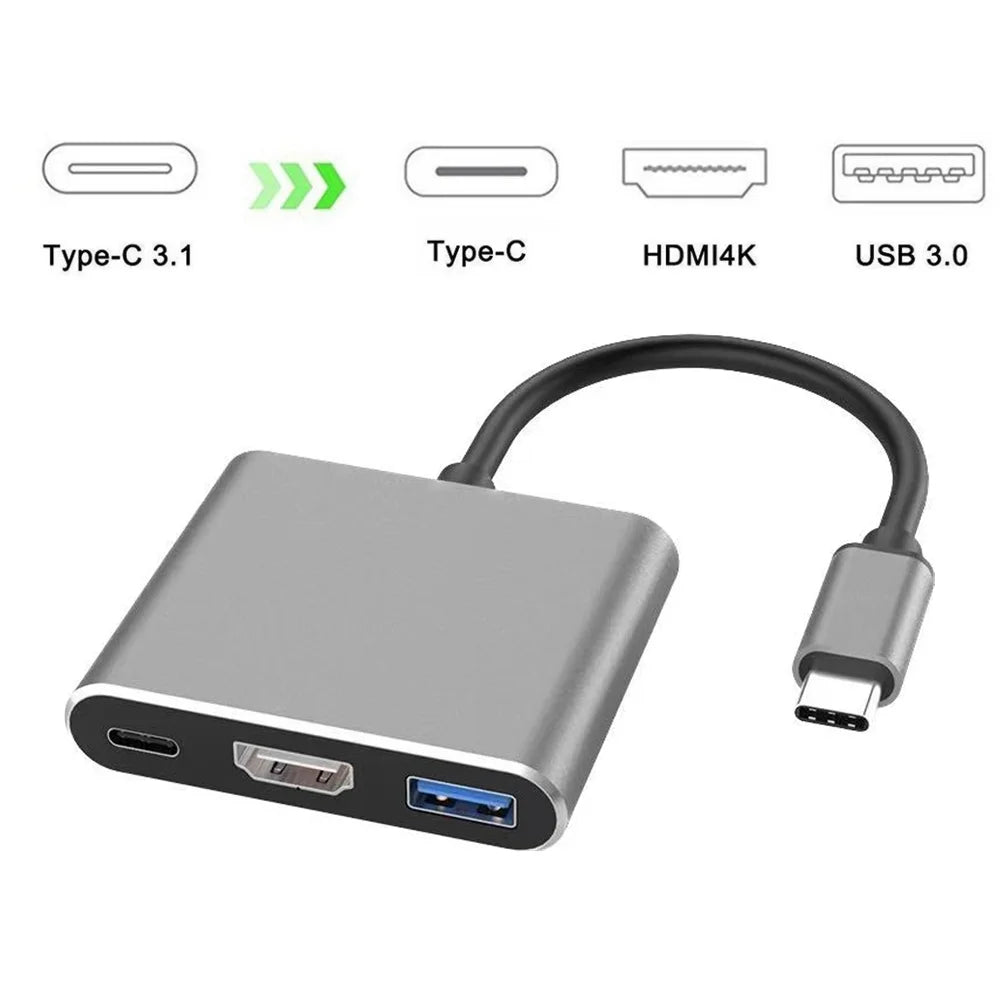 3 in 1 Multiport Adapter Cable 4K/1080P/Type C To HDMI-compatible